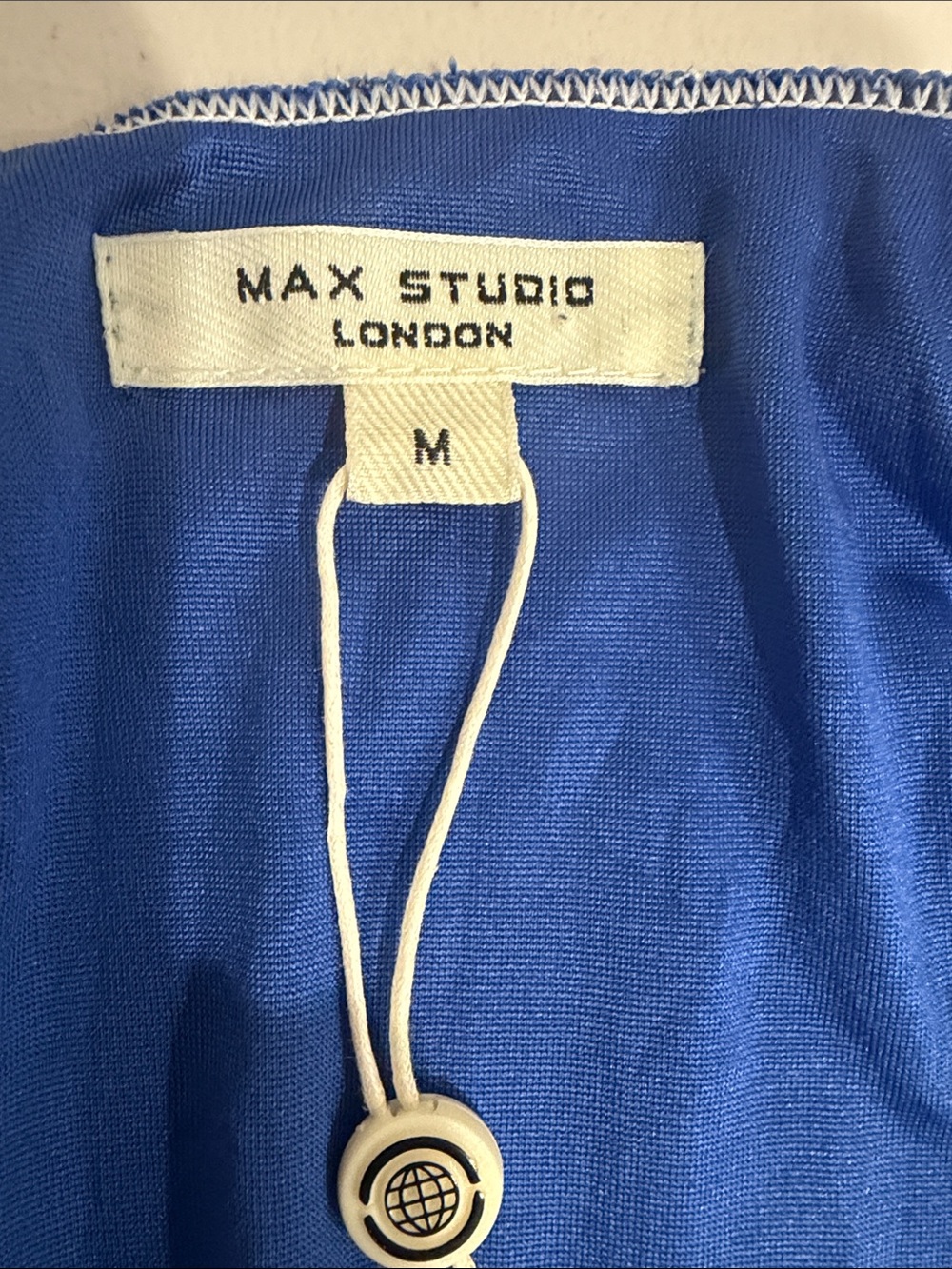 Max Studio London Sleeveless Faux Wrap Midi Dress Blue Geometric Print NWT M - Picture 4 of 8